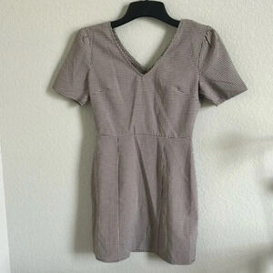 Sadie & Sage Gingham Dress Brown Maroon